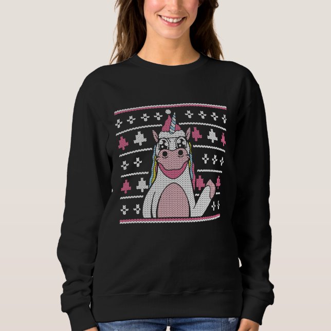 Christmas outfit  unicorn with Christmas hat T Shirt (Framsida)