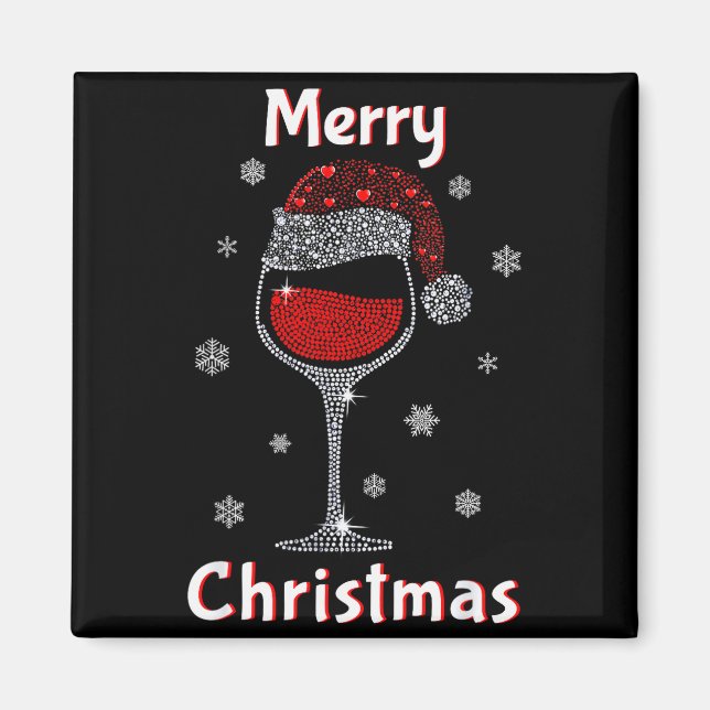 Christmas Outfit Women Wine Gl Funny Christmas  Magnet (Framsidan)