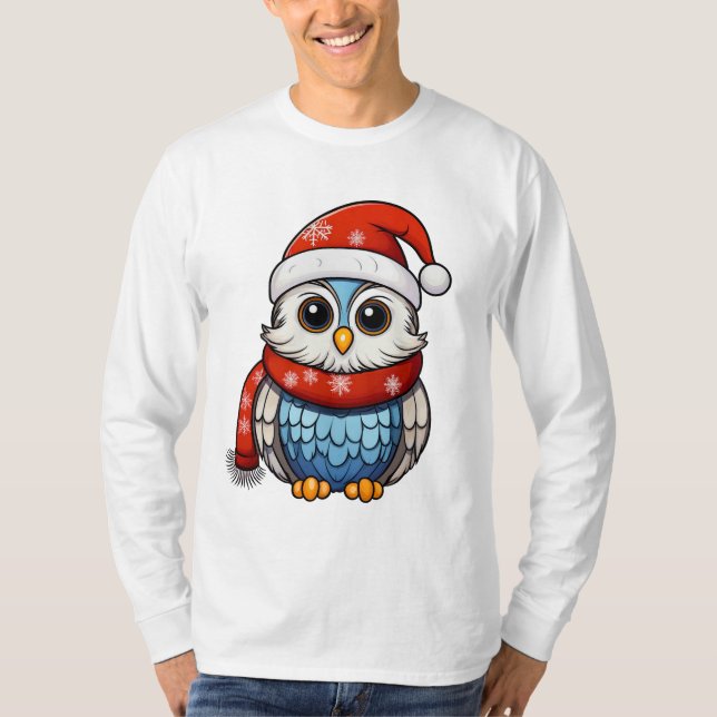 Christmas Owl – Festive Holiday T-Shirt for Adults (Framsida)