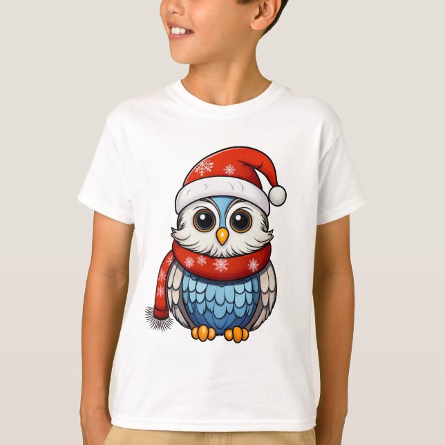 Christmas Owl – Holiday T-Shirt for Kids and Teens (Framsida)