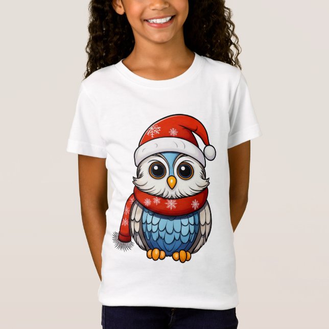 Christmas Owl – Holiday T-Shirt for Kids and Teens (Framsida)