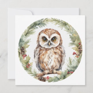 christmas owl illustration owl wall art holiday anteckningskort