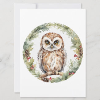 christmas owl illustration owl wall art holiday julkort