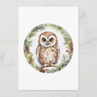 christmas owl illustration owl wall art holiday rådkort