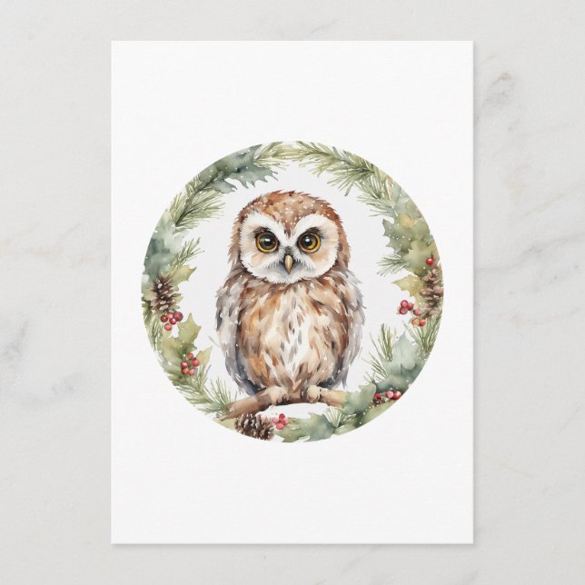christmas owl illustration owl wall art holiday  rådkort (Framsida)
