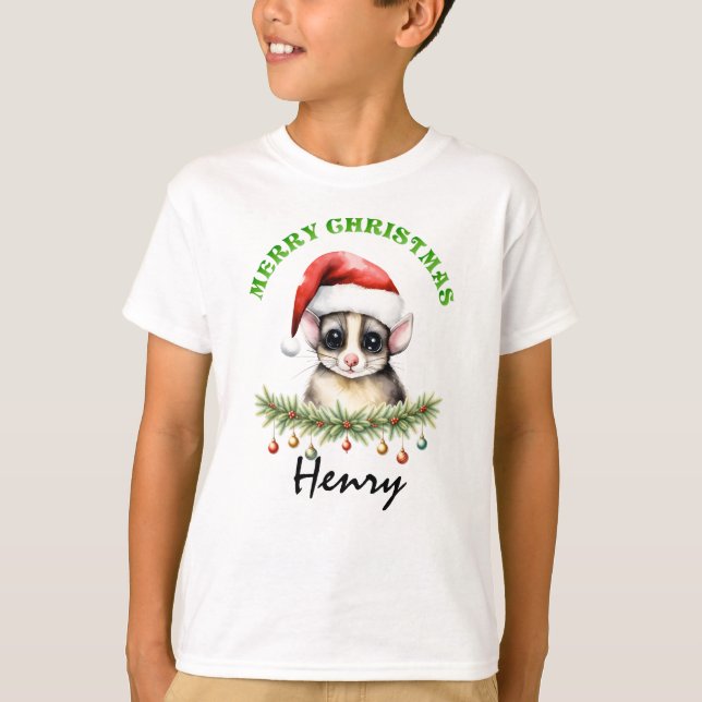 Christmas Oz Animals Sugar Glider Fam Matching Boy T Shirt (Framsida)