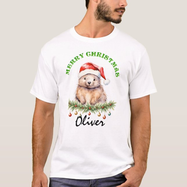 Christmas Oz Animals Wombat Fam Matching Men T Shirt (Framsida)
