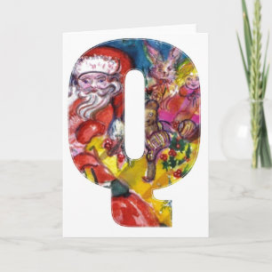 CHRISTMAS P BREV / SANTA MED GIFTS MONOGRAM HELGKORT