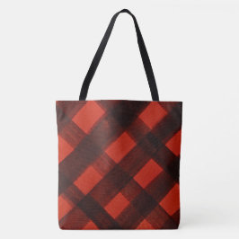 Christmas Painted Red Black Plaid Tartan Holiday Tygkasse