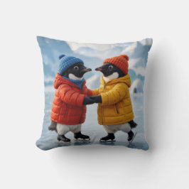Christmas Pair of Penguins Ice Skating Kudde