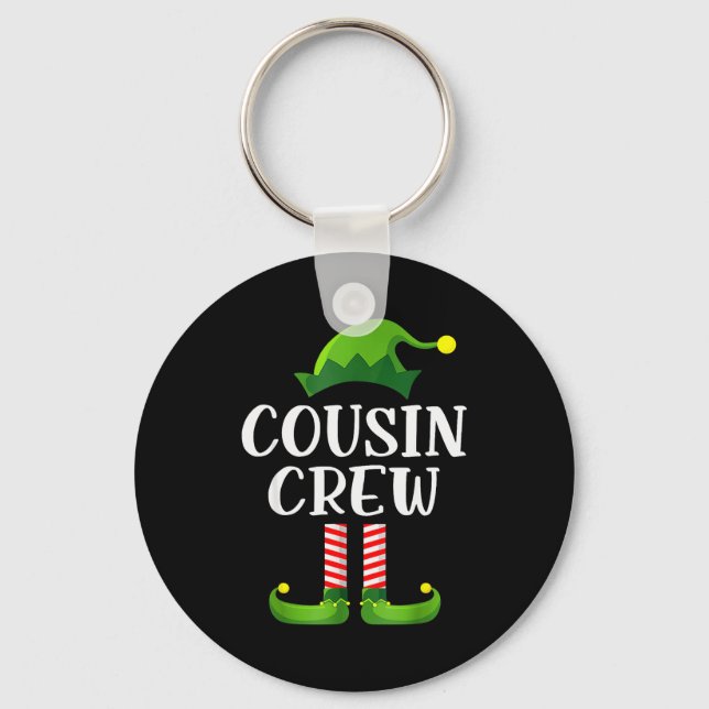 Christmas Pajama Cousin Crew Funny Elf Matching Pa Nyckelring (Framsida)