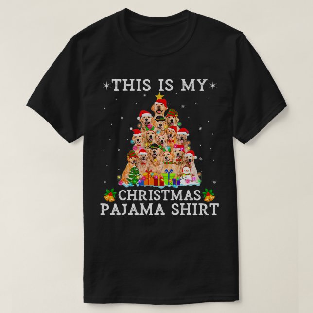 Christmas Pajama Golden Retriever Tree Dog Gifts L T Shirt (Design framsida)