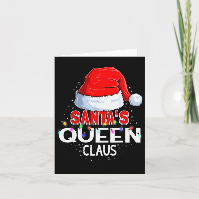 Christmas Pajama Santa's Queen Claus Matching  Kort (Framsida)