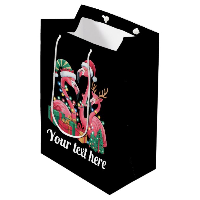 Christmas Palm Flamingo Personalized Xmas Lights  (Framsidan Vinklad)