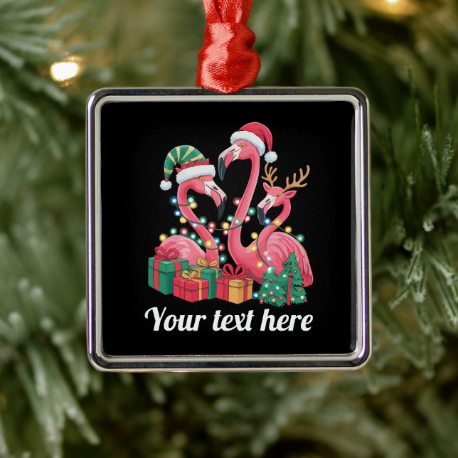 Christmas Palm Flamingo Personalized Xmas Lights  Julgransprydnad Metall (Träd)