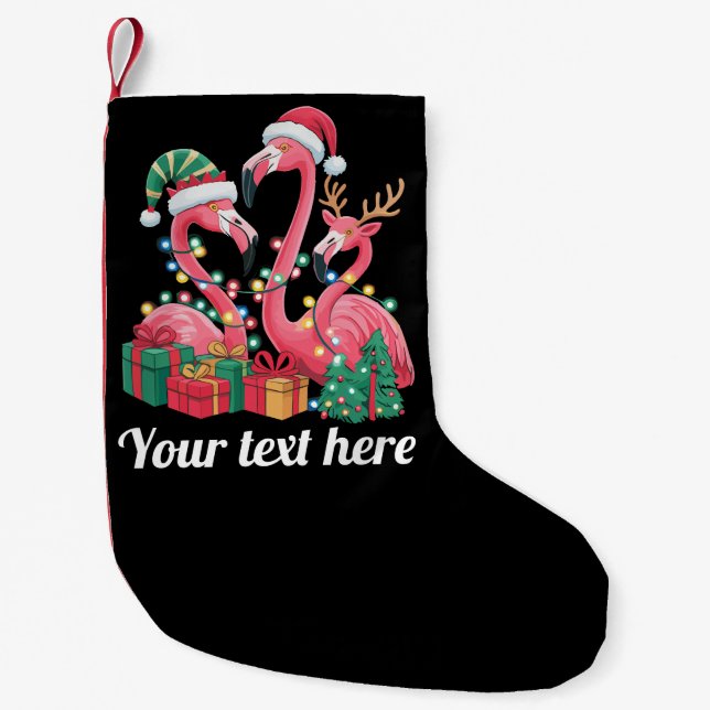 Christmas Palm Flamingo Personalized Xmas Lights  Liten Julstrumpa (Framsidan)