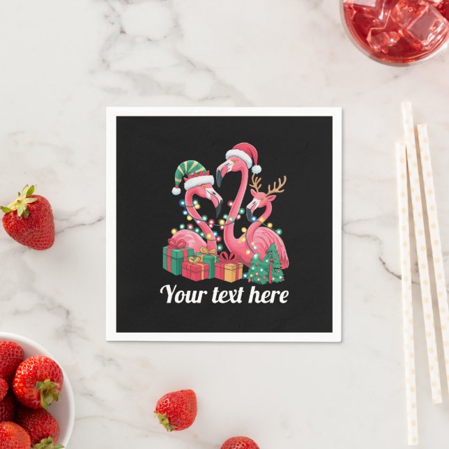 Christmas Palm Flamingo Personalized Xmas Lights  Pappersservett (Insitu)