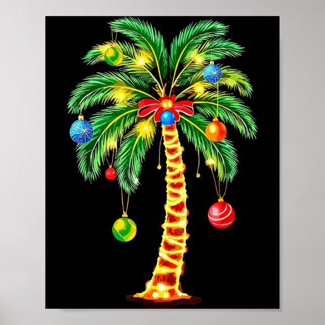 Christmas Palm Tree Hawaiian Xmas  Poster (Framsidan)