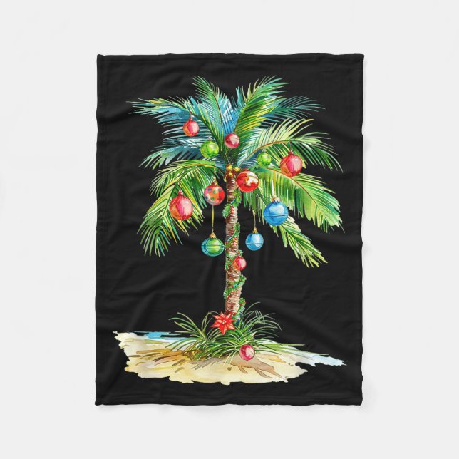 Christmas Palm Tree Light Hawaiian Trocal Xmas Men Fleecefilt (Framsidan)