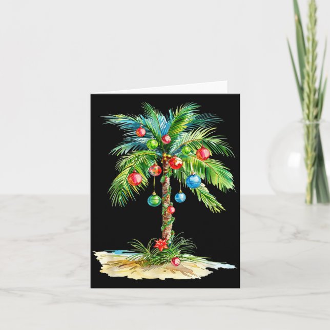 Christmas Palm Tree Light Hawaiian Trocal Xmas Men Kort (Framsida)