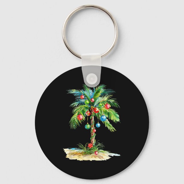 Christmas Palm Tree Light Hawaiian Trocal Xmas Men Nyckelring (Framsida)