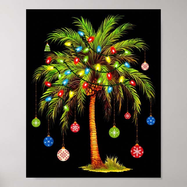Christmas Palm Tree Light Hawaiian Trocal Xmas  Poster (Framsidan)