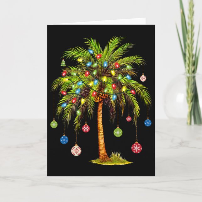 Christmas Palm Tree Light Hawaiian Tropical Xmas 1 Kort (Framsida)