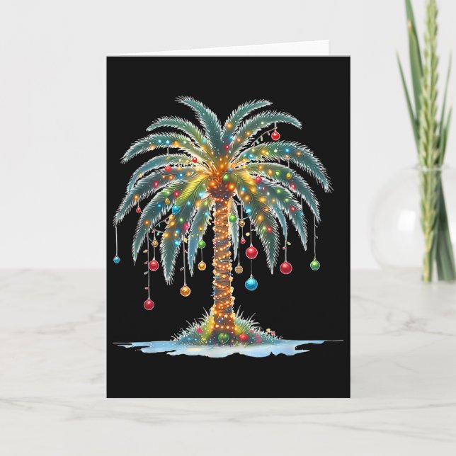 Christmas Palm Tree Light Hawaiian Tropical Xmas 2 Kort (Framsida)