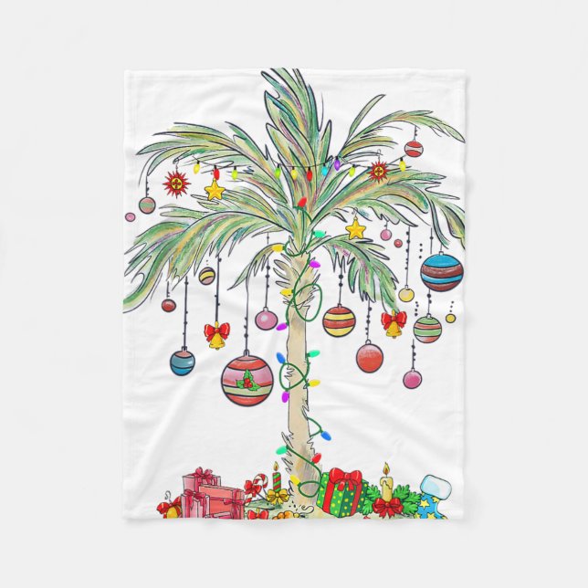 Christmas Palm Tree Light Hawaiian Tropical Xmas  Fleecefilt (Framsidan)
