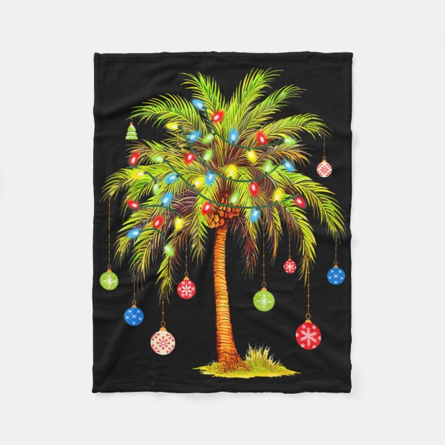 Christmas Palm Tree Light Hawaiian Tropical Xmas  Fleecefilt (Framsidan)