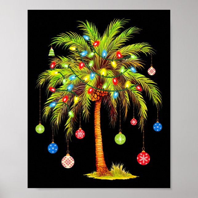Christmas Palm Tree Light Hawaiian Tropical Xmas  Poster (Framsidan)