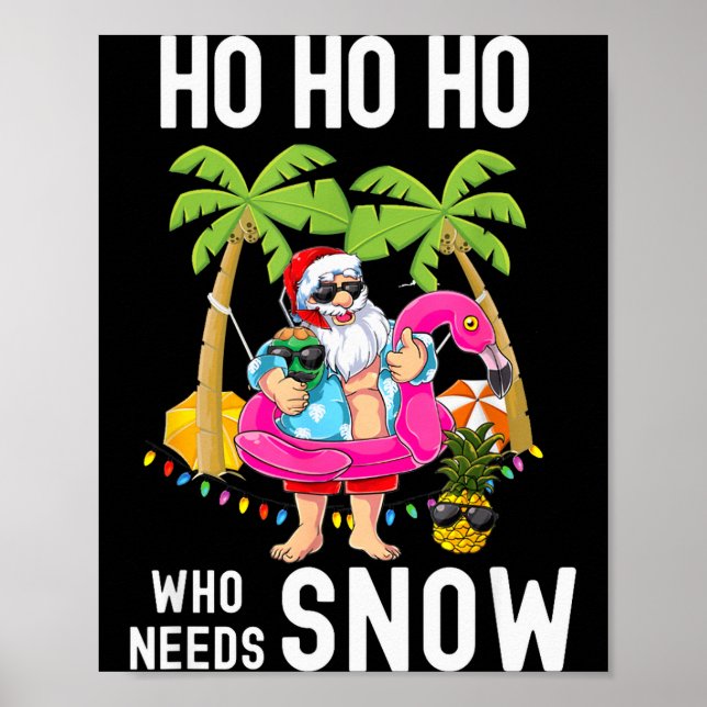 Christmas Palm Tree Santa Surfing Summer Beach Vac Poster (Framsidan)