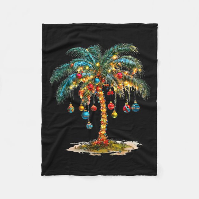 Christmas Palm Tree Women Funny Hawaiian Beach Tro Fleecefilt (Framsidan)