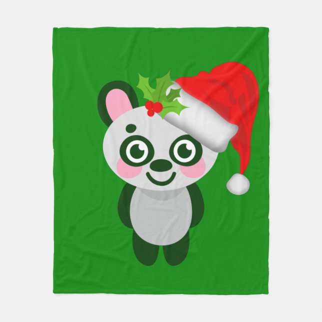 christmas panda santa claus fleecefilt (Framsidan)