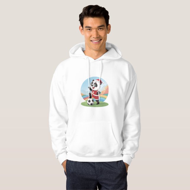 Christmas Panda with Christmas Hat and Soccer Ball Hoodie (Hel framsida)
