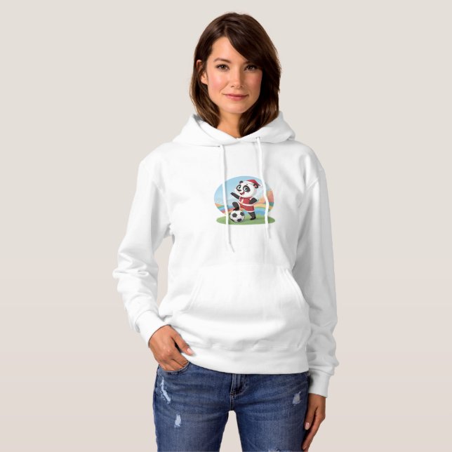 Christmas Panda with Christmas Hat and Soccer Ball T Shirt (Hel framsida)
