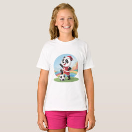 Christmas Panda with Christmas Hat and Soccer Ball T Shirt
