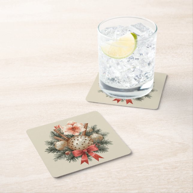 Christmas Panettone Arrangement Underlägg Papper Kvadrat (Insitu)