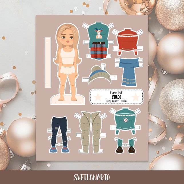 Christmas Paper Doll Blonde Girl Winter Outfits (Skapare uppladdad)