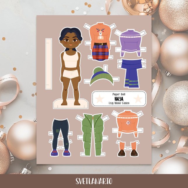 Christmas Paper Doll Indian Girl Winter Outfits (Skapare uppladdad)