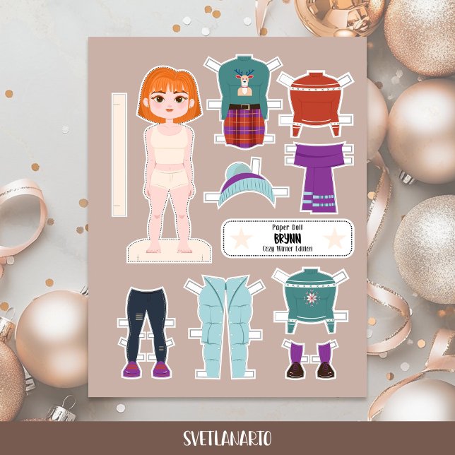 Christmas Paper Doll Redhead Girl Winter Outfits (Skapare uppladdad)