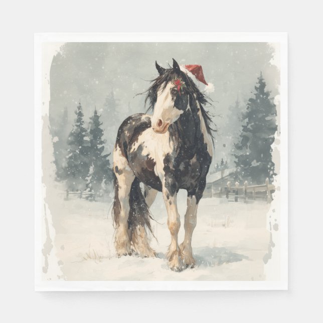 Christmas Paper Napkin / Beautiful Paint Horse  Pappersservett (Framsidan)