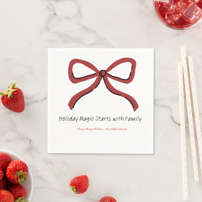 Christmas Paper Napkin with Trees & Hearts Pappersservett (Insitu)