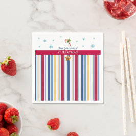 Christmas Paper Napkins – Blue, Red & Gold Stripes Pappersservett