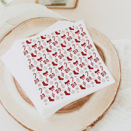 Christmas Paper Napkins Holiday Napkins Red Bow Pappersservett