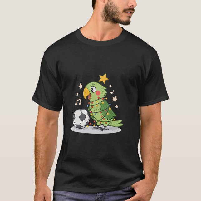 Christmas Parrot playing soccer T Shirt (Framsida)