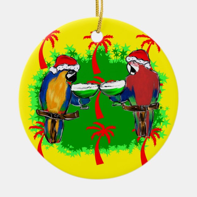 CHRISTMAS PARROTS JULGRANSPRYDNAD KERAMIK (Framsidan)