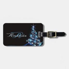 Christmas Party Blue Tree Shiny Black Elegant Bagagebricka