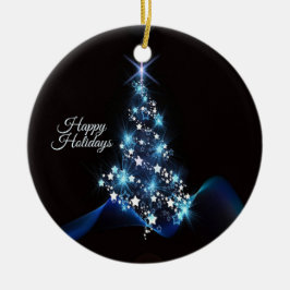Christmas Party Blue Tree Shiny Black Elegant Julgransprydnad Keramik