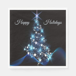Christmas Party Blue Tree Shiny Black Elegant Pappersservett